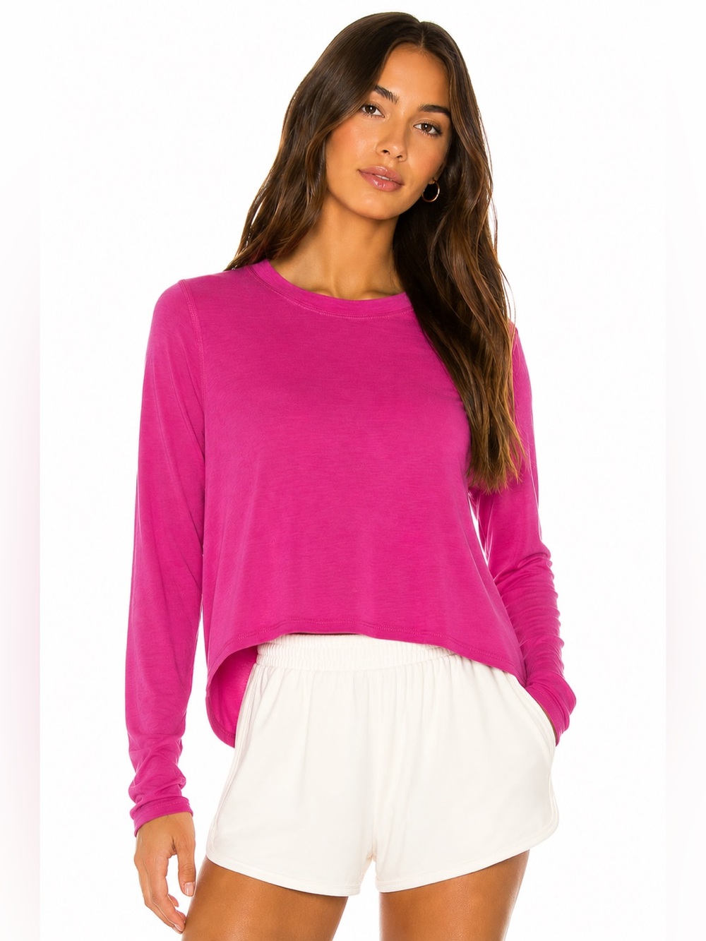 Free People Movement Hot Pink High Low Long Sleeve Athletic Top Sz S